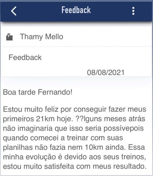 Depoimento Thamy Mello - Primeiros 21k